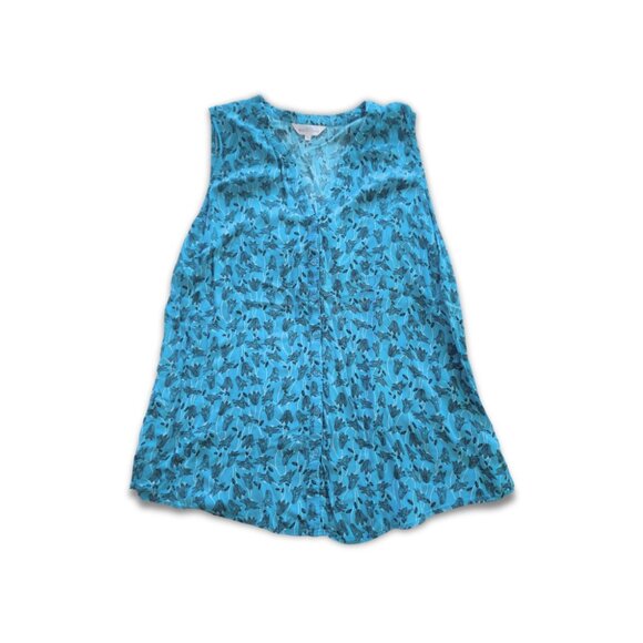 Northern Reflections Blue Floral Button-Up Sleeveless Blouse [XL] - Picture 1 of 7